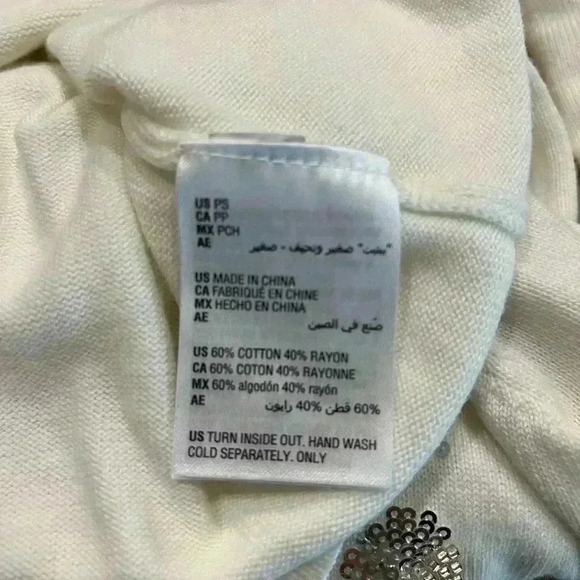 CHARTER CLUB Women's Petite Small White Gold sequined Embellished Sweater - Picture 9 of 9